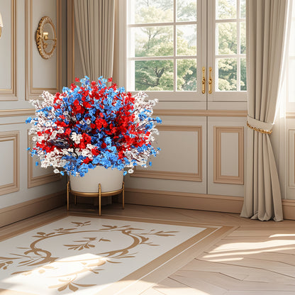 Artificial Baby's Breath Flowers 9pcs – Red White Blue Gypsophila Fake Flowers for Independence Day, Patriotic Party, Home Decor, Tabletop & Seasonal Holiday Floral Arrangements