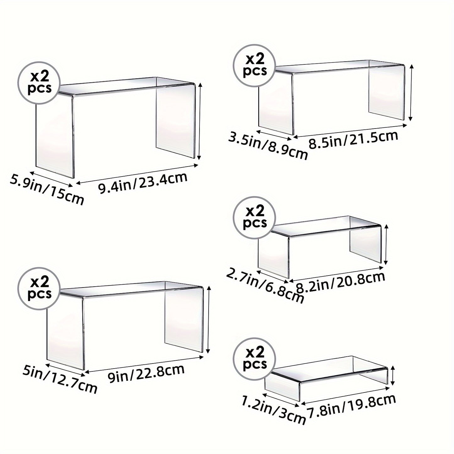 Clear Acrylic Risers Display Stands Set Funko Pop Cupcake Jewelry