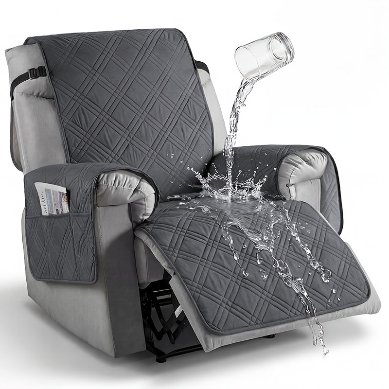 1pc Recliner Cover Sofa Cover, With Pocket Anti Slip Sofa Cushion, Pet Furniture Protective Cover, Quilted Sofa Recliner Cover With Elastic Band, Sofa Protective Cover, Sofa Accessories, Easy To Install, Spring And Summer Home Decoration