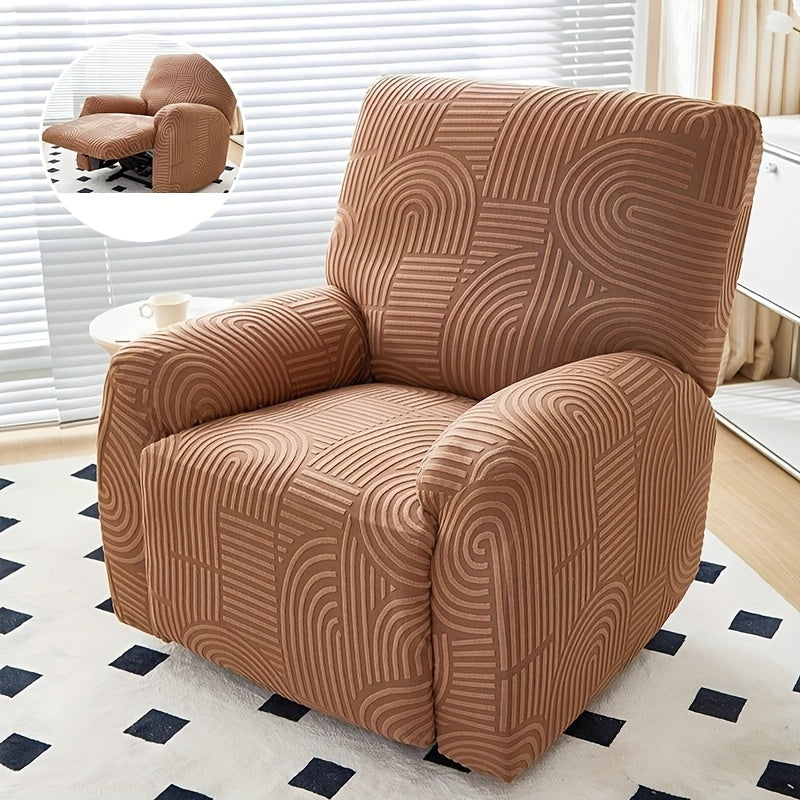 Elastic Jacquard Recliner Sofa Cover, Single Seat Relaxing Reclining Chair Covers, Relax Armchair Cover Furniture Protector for Living Room Bedroom Office Decor