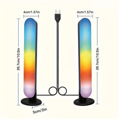 RGB LED Geometric Table Lamp with Remote Control - USB Powered Color-Changing Mood Light, Polished Metal End, for Bedroom TV Backlighting Gaming Party Decoration, Modern Design, Double Head