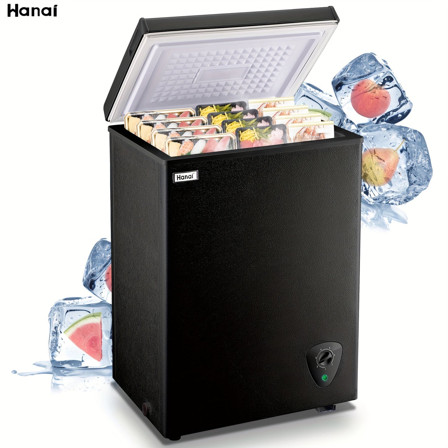 Chest Freezer Small Deep Freezer 3.5 & 5.0 Cu Ft – 7-Level Adjustable Thermostat, Energy Efficient R600a, Low Noise, Removable Basket for Home, Kitchen, Apartment & Garage