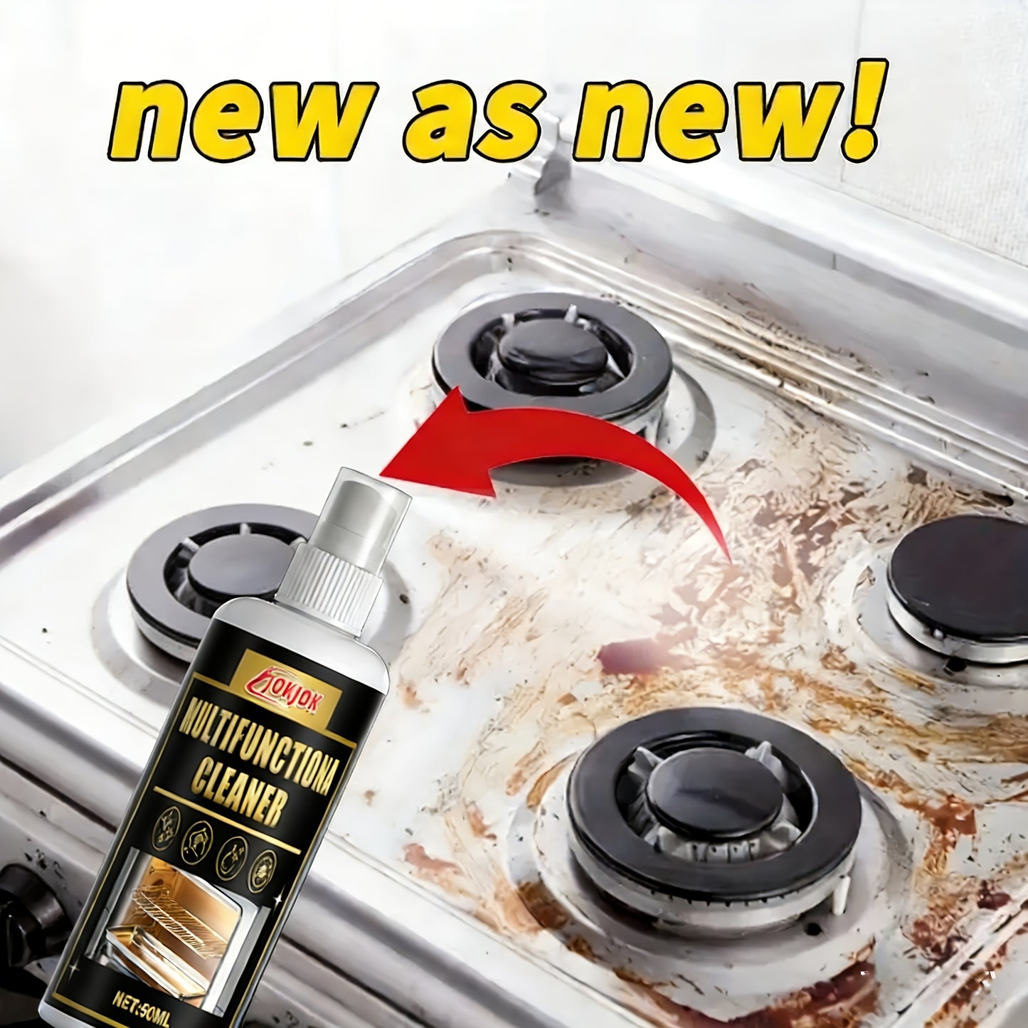 Heavy Duty Oil Stain Remover Spray Suitable for Metal Stoves, Ovens, Cooktops - Powerful Polish & Restoration Formula, Repair, Easy to Use (Spray Application)