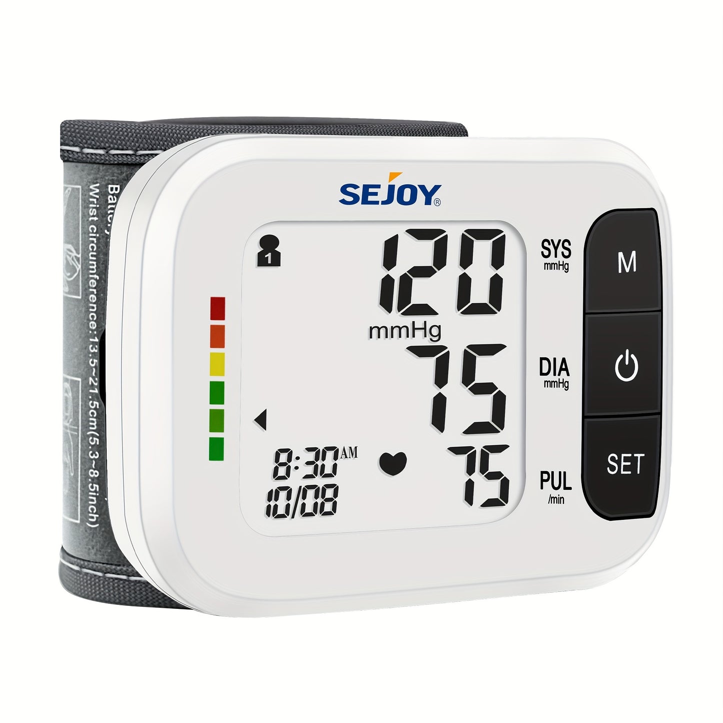 Sejoy Automatic Digital Blood Pressure Monitor for Home Use - Wrist BP Machine with Large LCD Display, Portable & Accurate BP Device, Wrist Strap & Batteries Included, -Compliant for Management & Travel
