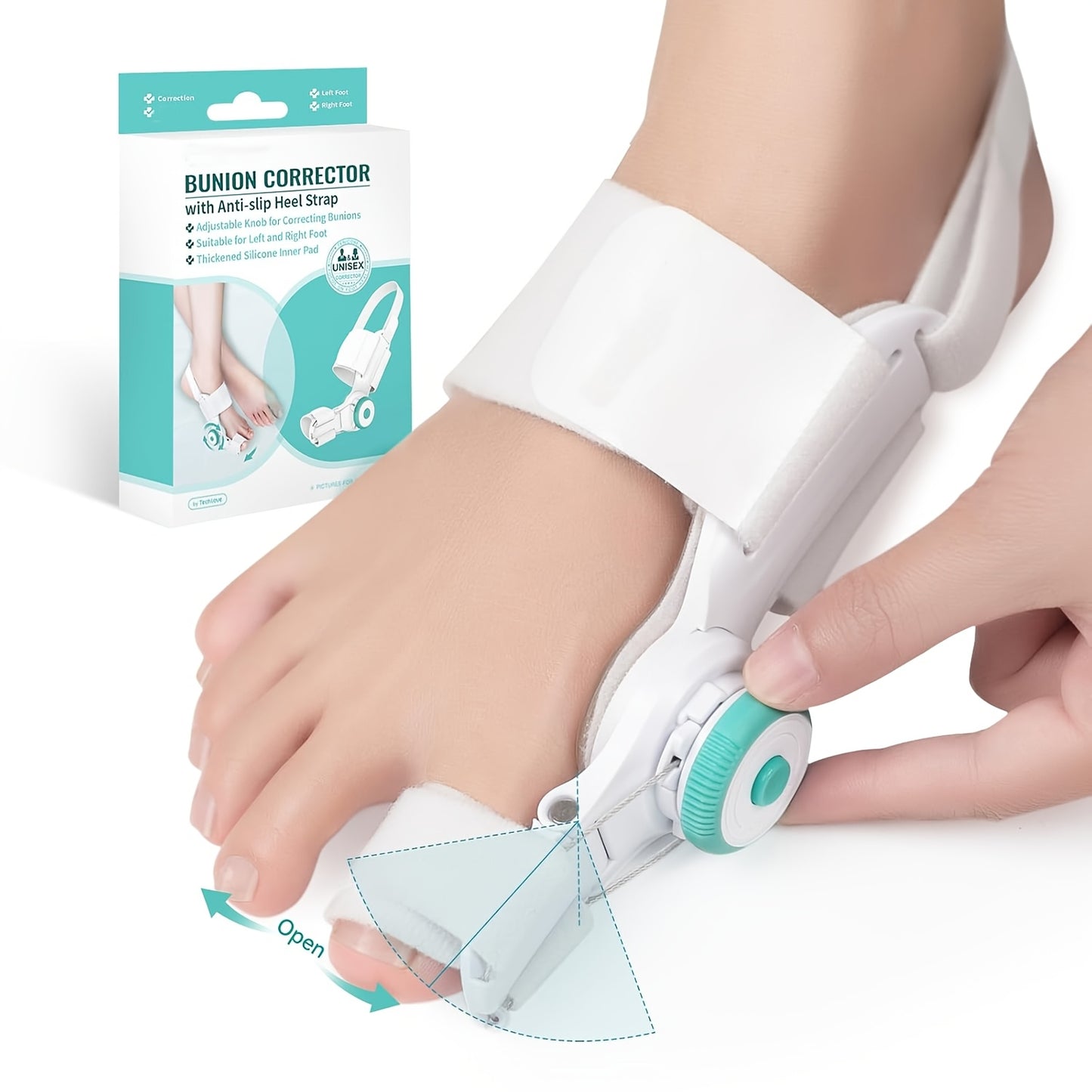Adjustable Corrector For Big Toe Night Splint With Knob & Heel Strap, For Left/Right Foot, Men & Women 1pc