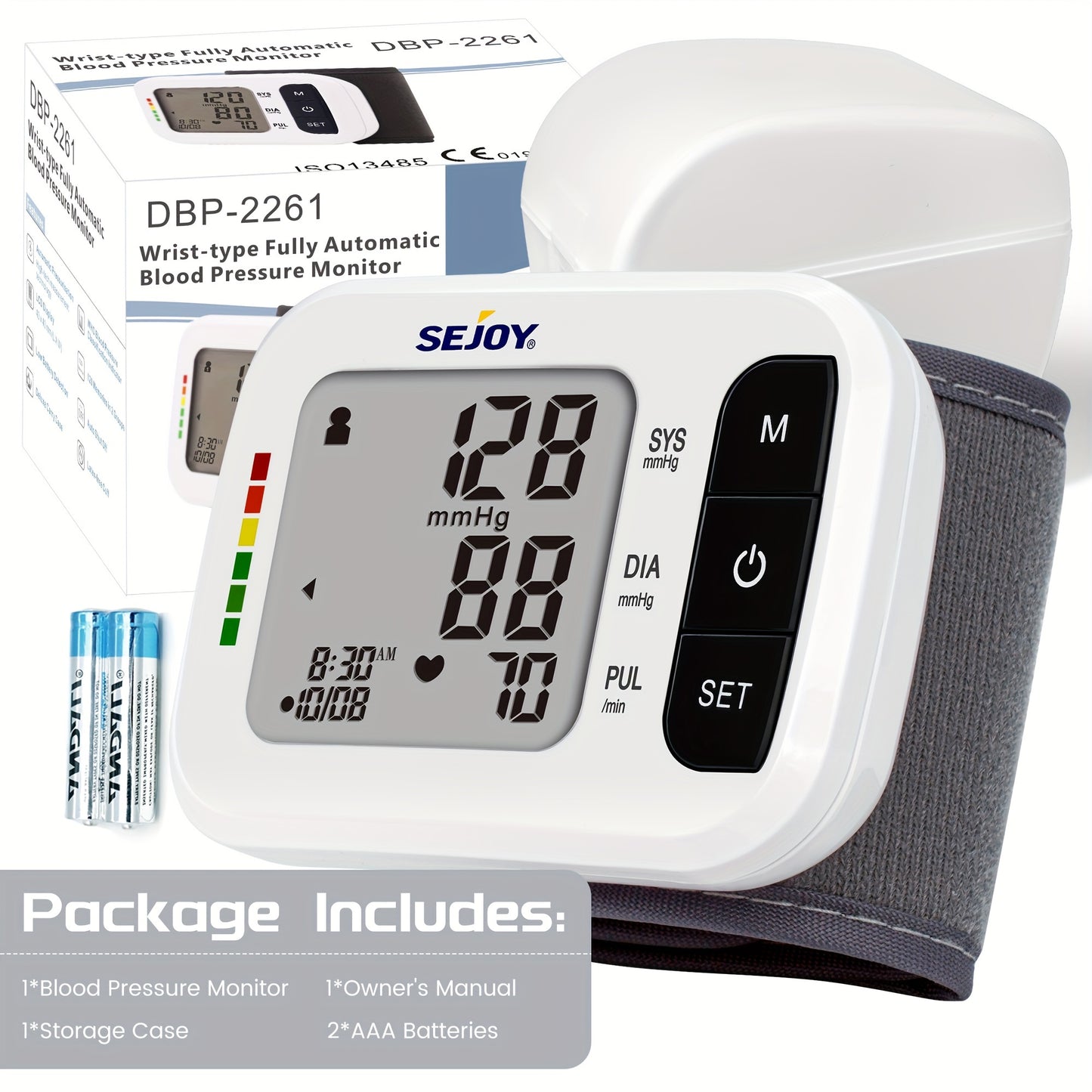 Sejoy Automatic Digital Blood Pressure Monitor for Home Use - Wrist BP Machine with Large LCD Display, Portable & Accurate BP Device, Wrist Strap & Batteries Included, -Compliant for Management & Travel