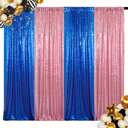 Shinybeauty Sequi Curtains 4Panels 2Ft X 8Ft Royal Blue Party Decoration Wedding Backdrop Curtains Glitter Background Backdrop Shimmer Curtain Backdrop 2 Colors Theme Curtains PHOTO BOOTH BACKDROP CURTAIN