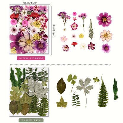 110pcs Vibrant Dried Flowers And Leaves Set - Nature-Inspired Decoration Kit for DIY Crafts, Phone Case, Resin Jewelry, Candles, Scrapbooking And More