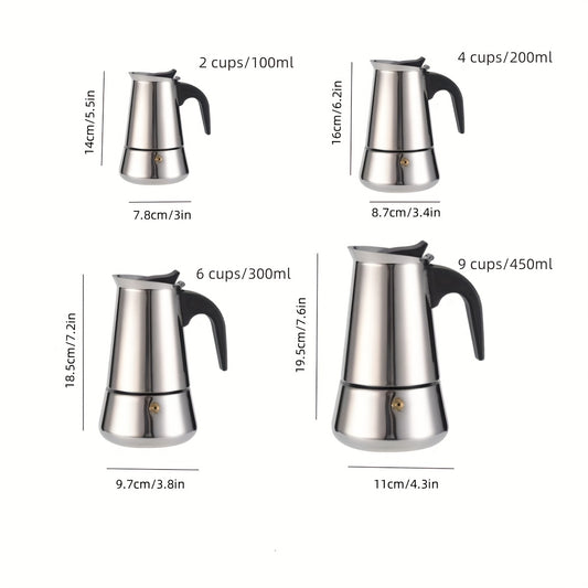 Stovetop Espresso Maker Moka Pot 9 Cup Stainless Steel Manual Coffee Brewer No Electricity Required for Strong Coffee Latte Espresso Home Kitchen
