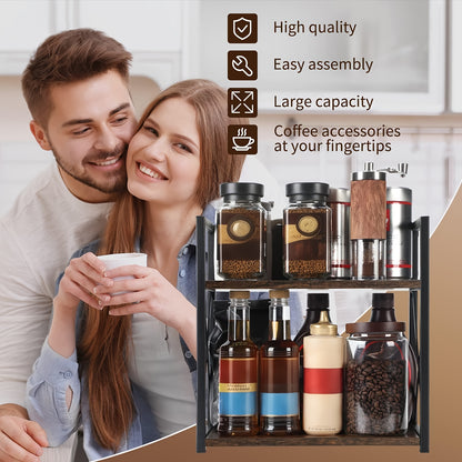 Kitchen Countertop Spice Rack, Ironwood Coffee Rack, Kitchen Counter Rack, Seasoning Storage Rack, Cosmetics Bathroom Storage Rack, Seasoning Storage Rack, Sturdy And Durable, Easy to Organize
