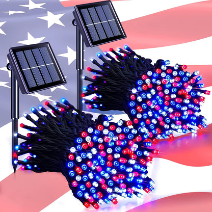 1/2pack 80ft Solar LED Christmas Lights, Independence Day Decorations Lights July 4th Decor LED String Fairy Lights Waterproof IP65 Outdoor LED Tree Lights With 8 Lighting Modes For Independence Day Xmas Wedding Party Garden Yard Decor Lumen 45lm