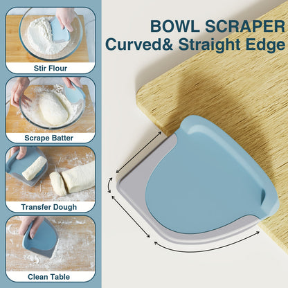 Stainless Steel Table Scraper, Dough Cutter with Silicone Handle, Pizza Spatula, Baking Set, Stainless Steel Food Scraper with Handle And Measuring Scale, Halloween, Christmas, Thanksgiving Gift, Essential Kitchen Gadget.