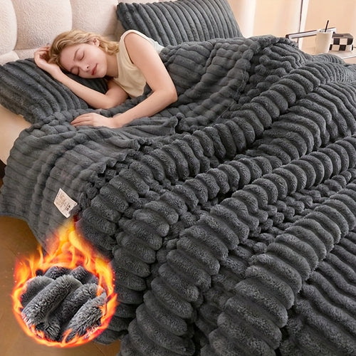 Thickened Blanket Soft And Comfortable Imitation Rabbit Hair Reversible Blanket Thermal Blanket Nap Blanket Air Conditioning Blanket Office Outdoor Camping Gift Blanket for All Seasons