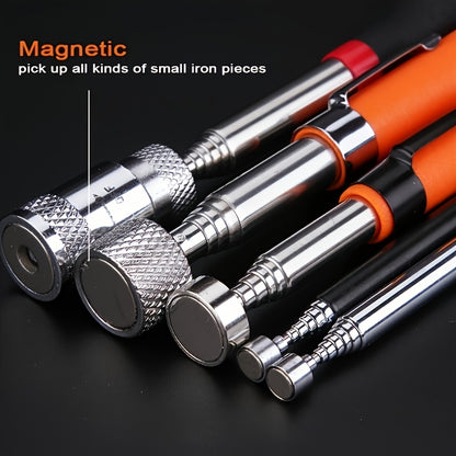 8-Pound Magnetic Pickup Tool with Ergonomic Orange Grip - Extendable Stainless Steel Rod, Portable & Durable Design for Nails, Screws, Small Metal Pieces - DIY, Construction, Workshop Retrieval Tool, Magnetic Tool