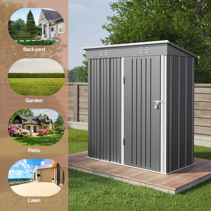 5x3ft Outdoor Storage Shed for Tool Storage And Organization, Metal Sheds for Outside, Garden