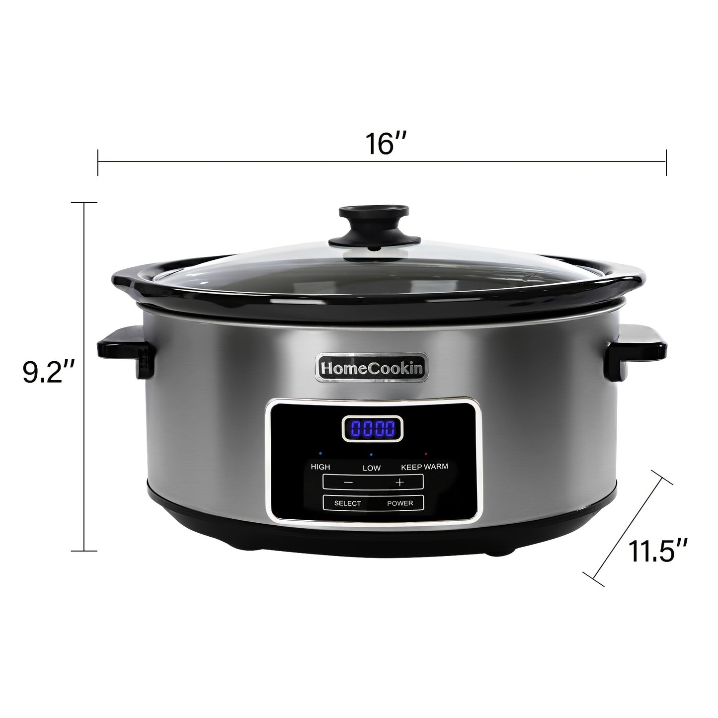 Homecookin Digital Slow Cooker with Non-Stick Ceramic Bowl - Programmable Countdown Timer & Keep Warm Function, Perfect for Family Meals, Soups, Stews, Holiday Cooking, House Party