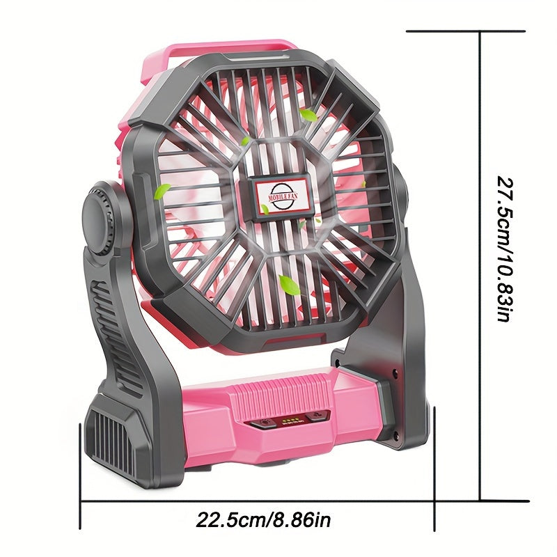 Camping Fan with LED Lantern, 3-in-1 Battery Powered Portable Fan Light for Tent Outdoor, Rechargeable Electric Fan with Timer 360° Rotation, for Camping Hiking Barbecue Travel Emergency