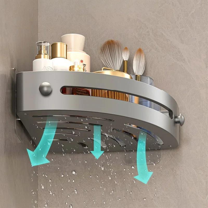 2 Layer Nail Free Bathroom Shelf, Corner Shower Shelf for Shampoo, Great Storage for Bathroom Supplies, Shelves