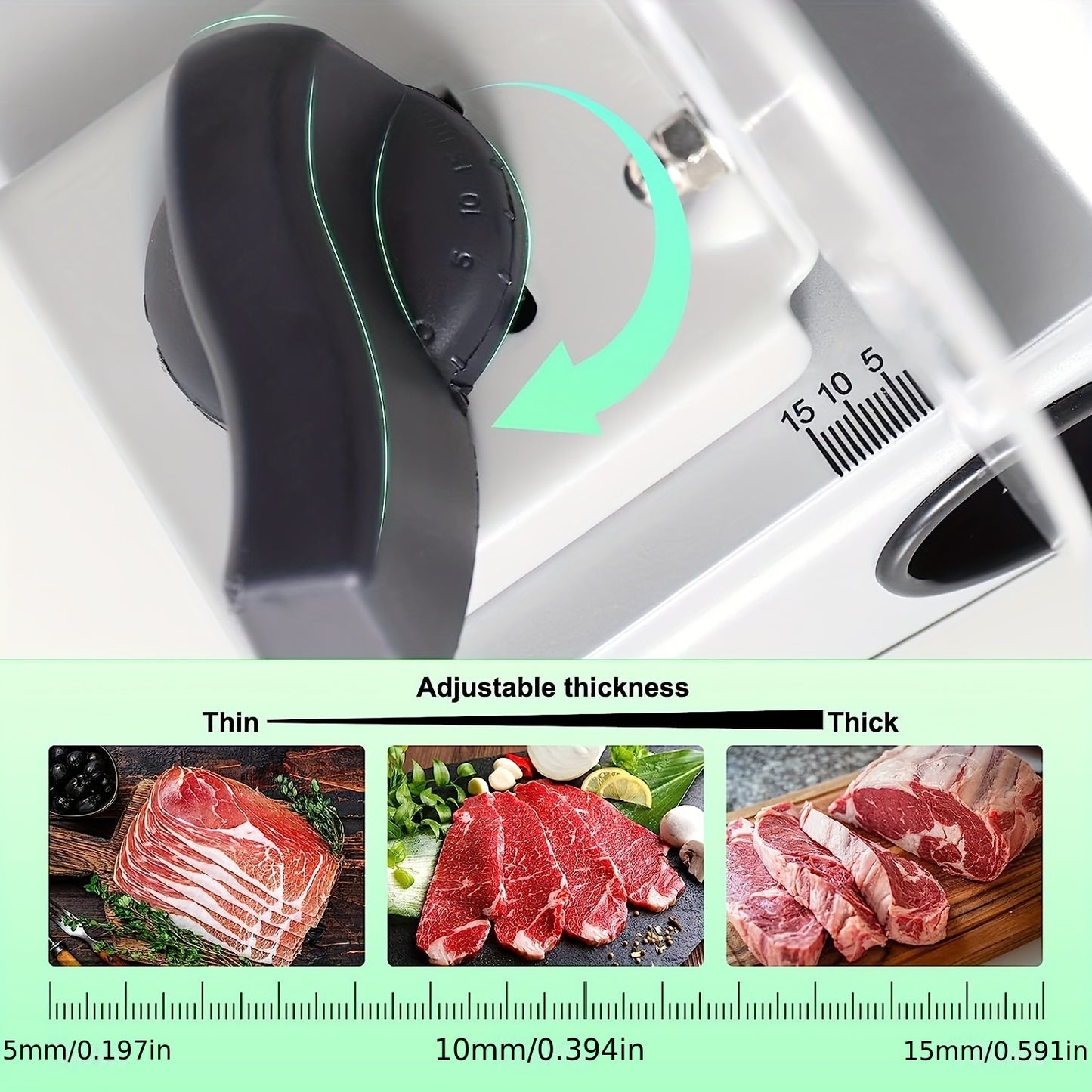 For Home Electric Meat Slicer, 6.7" Stainless Steel Blade, Adjustable 0-15Mm Thickness, 150W Deli Food Slicer for Cold Cuts, Cheese, Bread And Fruit, Easy to Clean