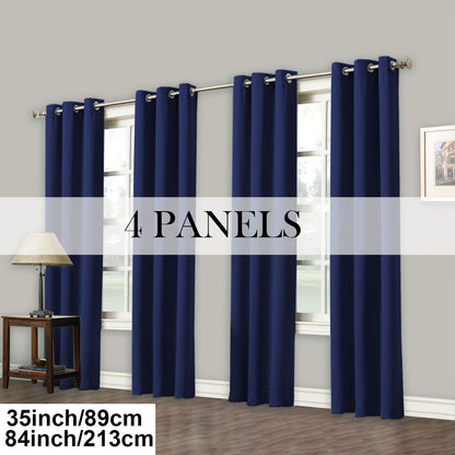 4 Panels Blackout Curtains Grommet Room Darkening Sun Blocked Curtains for Living Room, Bedroom, Set of 4 Panels