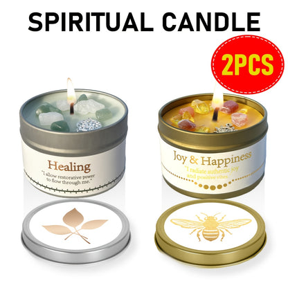 EVODUCK 2pcs/1pc Law Of Attraction Abundance Manifestation Candle | Each 3oz/total 6oz Scented Soy Wax Candle with Golden Crystal | for Focus, Meditation, Yoga & Reading | Christmas, New Year, Birthday Gift for Women, Friend | with Guidance Card
