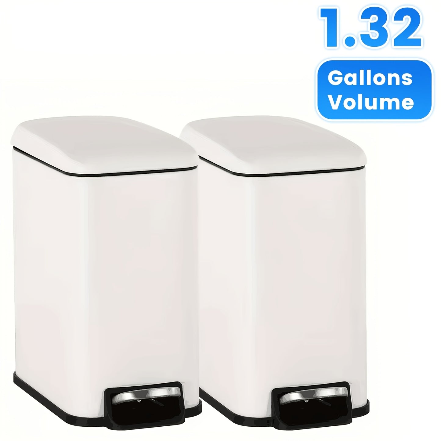 13 Gallon Trash Can, 5L/30/50 Liter Kitchen Garbage Can Fingerprint Proof Stainless Steel with Removable Inner Bucket And Hinged Lids, Pedal Rubbish Bin for Kitchen Home Office
