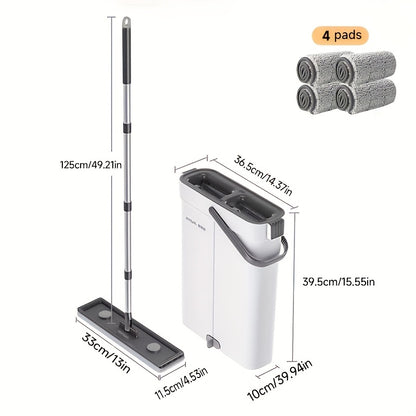 Spin Mop and Bucket Set with Wringer 360° Flat Mop Washable Microfiber Pads Long Handle for Hardwood Tile Laminate Floors Walls Windows Home Kitchen Bathroom