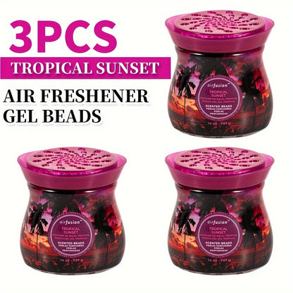 Air Freshener Scented Beads 3-Pack – Long-Lasting Fragrance Beads, Multi-Purpose Odor Eliminator for Home, Car, Closet, Bathroom & Office, Essential Oil Aromatherapy, 6 Scents Available