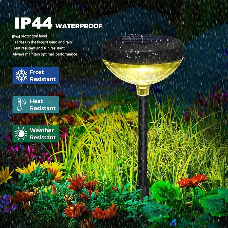 Solar Outdoor Lights 6 Pack - IP44 Waterproof LED Garden Lights with Smart Light Sensor, 2-in-1 Color & Warm White, Solar Powered Landscape Lights for Patio Yard Lawn Path Sidewalk Christmas Decor