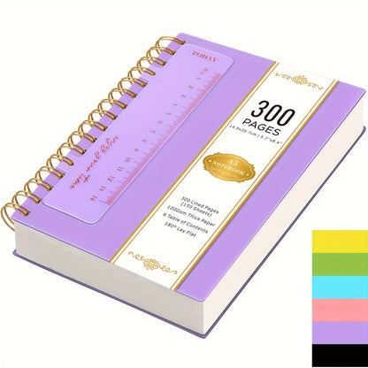 [Hardcover Notebook] Lined Spiral Journal Notebook, A5 College Ruled Thick Journals, 300 Pages Hardcover Notebook for Women Men, PVC Waterproof Cover Note Pad for Office School, 100GSM Paper, 5.7'' X 8.4'', Back to School