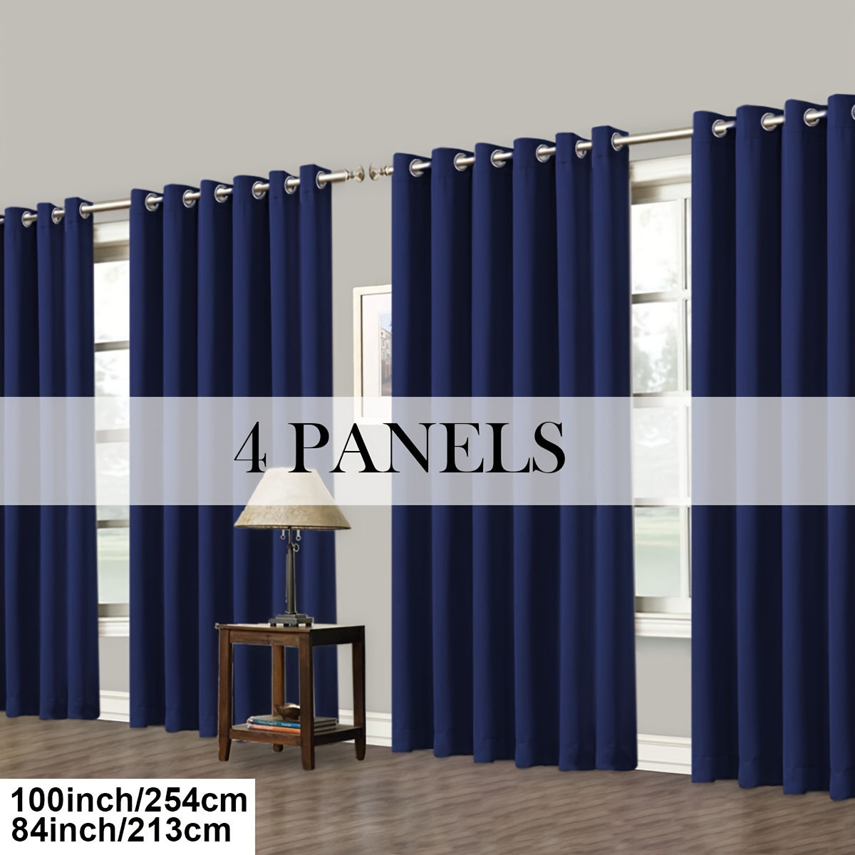 4 Panels Blackout Curtains Grommet Room Darkening Sun Blocked Curtains for Living Room, Bedroom, Set of 4 Panels