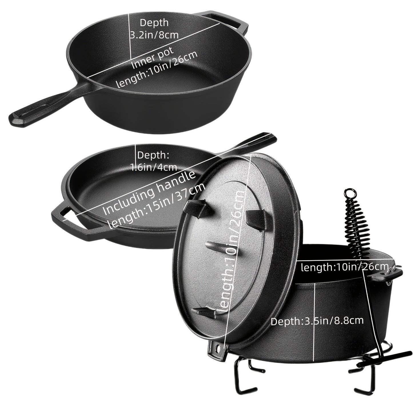 Cast Iron Cookware Sets for Kitchen, Camping & BBQ | Skillets, Dutch Ovens, Griddles & Pizza Pans