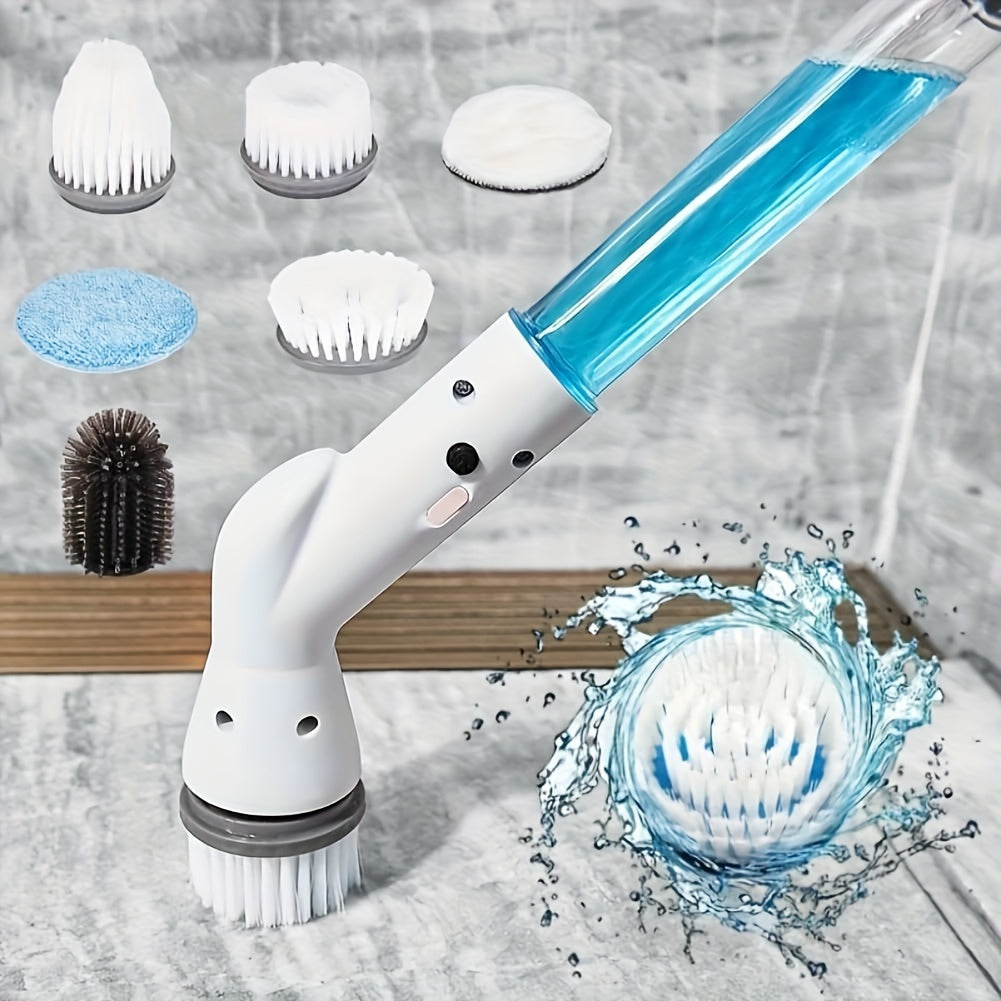1pc/2pcs Electric Spin Scrubber - Cordless Rechargeable & Adjustable with 6 Brushes - All-Purpose Cleaning Powerhouse for Bathroom Kitchen Tile Shower & Car - High-Performance -Time-Saving Solution