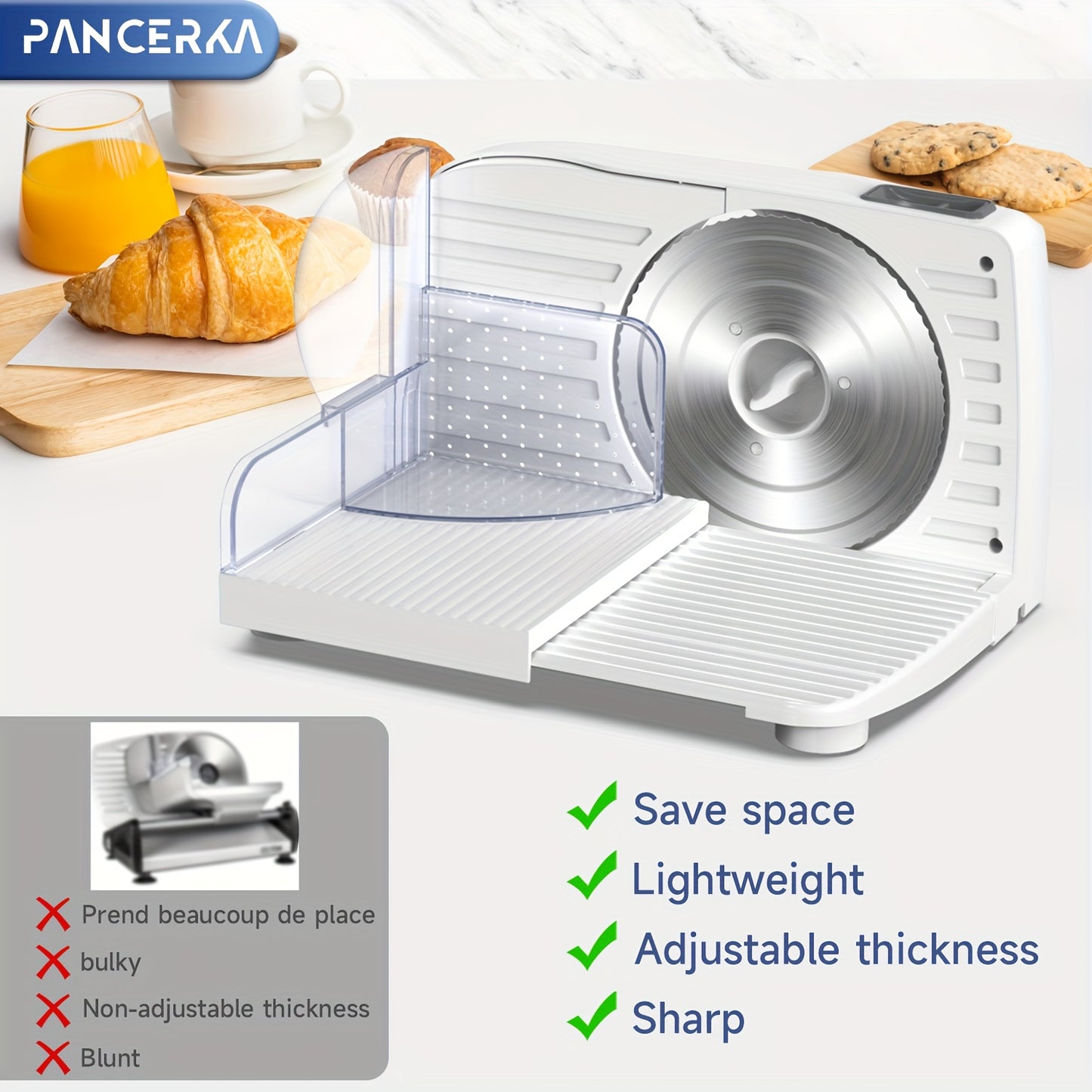 PANCERKA 1pc Electric Meat Slicer, 0-15Mm Adjustable Thickness, Suitable for Home And Commercial Use, Cutting Deli Food, Meat, Vegetables, Fruits, Lamb Slicer/Meat Cutter/Electric Bread Slicer/Meat Slicer Machine/Halloween & Christmas Gift