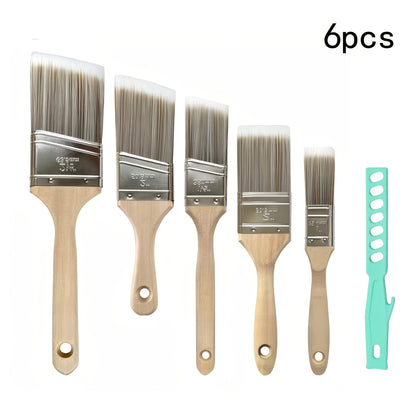 Pro Grade, Paint Brushes, 5pcs, Paint Brush Set: Flat& Angle Brushes for Latex and Oil Paints, Stains, Interior& Exterior Home Improvement