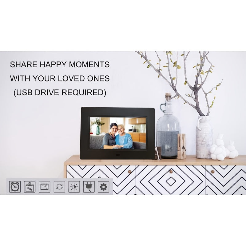 Digital Photo Frame Clock, USB Powered, Supports Playing Pictures And Videos from USB And SD Cards, Calendar Clock, Alarm Clock for The Elderly, Dementia Clock, Bedroom Ornament