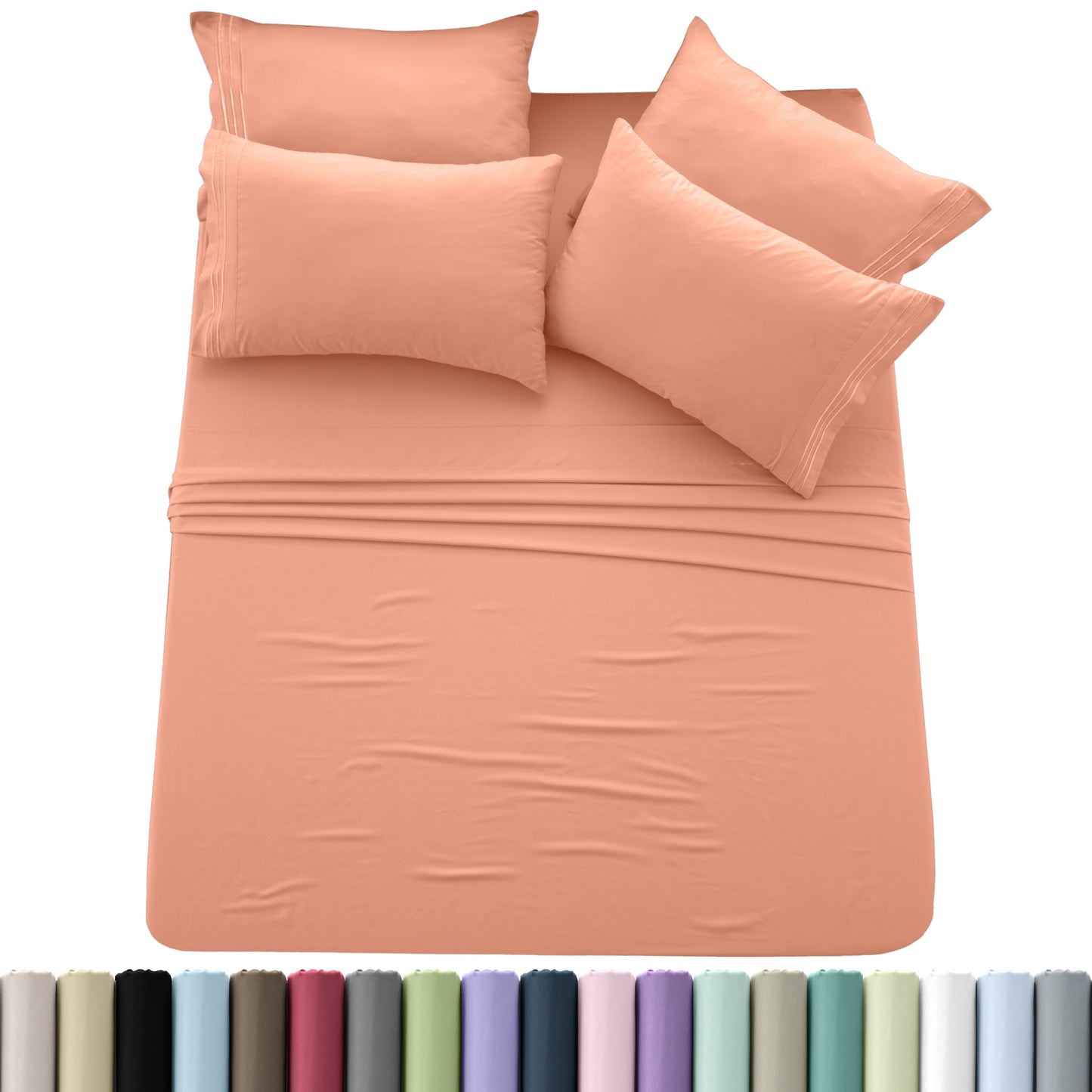 Hannah Bedding 6-PieceSheet Set – Soft Brushed 100% polyester, 20 Vibrant Colors, 6 Different Sizes – Stylish, Comfortable & Fade-Resistant