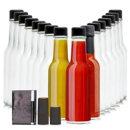 12/16/24/36pcs with Lid 5oz Hot Sauce Bottle, Blueberry Sauce, Sealed Inner Cover, Salad Dressing Bottle, Tomato Sauce Bottle, Fruit Vinegar Bottle, for Kitchen Organizers And Storage.Local Warehous