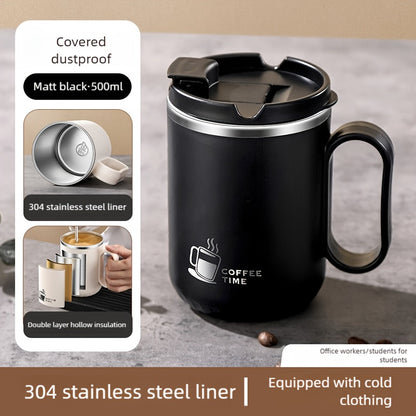 A 500-Micron Stainless Steel Coffee Cup, Leak-Proof And Portable, with a Double-Walled Design - Suitable for Both Drinks, Ideal for Office, Home, And Travel