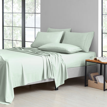 Bibb Home 2000 Thread Count 6 Piece Bamboo Sheet Set – Summer Satin Cooling, Deep Pocket, 6-Pc Egyptian Luxury, Bonus Pillowcases