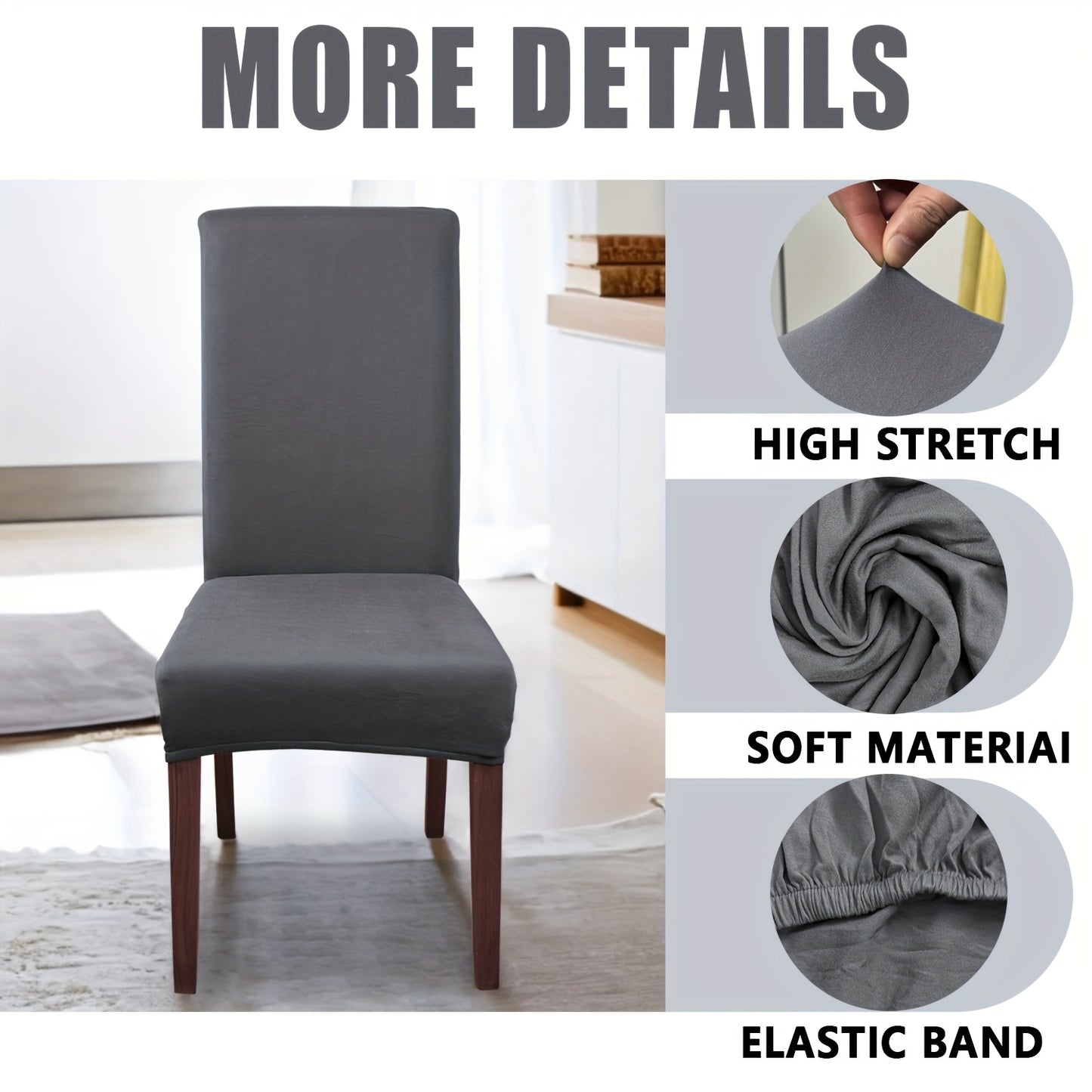 4pcs/6pcs Sliky Fiber Fabric Elastic Home Kitchen Chair Covers, 4/6pcs Set Milk Elastic Home Kitchen Dining Chair Slipcover, Chair Cover, Furniture Protector for Wedding Office Living Room Hotel, Home Decoration, Wedding Season