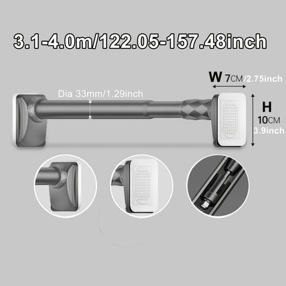 15.75inch - 196.85inch No Drilling Curtain Rail 33Mm Diameter Telescopic Shower Curtain Rod, Extendable Telescopic Rod, Long Adjustable Curtain Rod for Large Windows