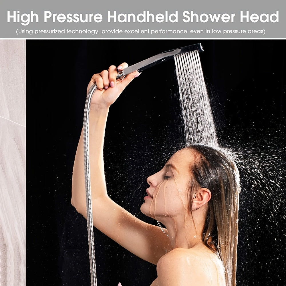 High Pressure Rainfall 12 Inch Shower Head/Handheld Showerhead Combo/ 12 Inch Adjustable Shower Extension Arm, 4-Spray, 78-inch Hose, Adhesive Showerhead Holder, Chrome,for Shower Use Only