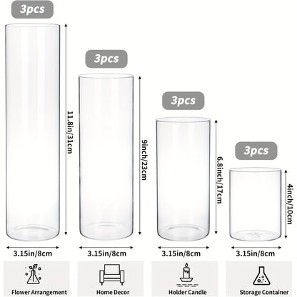 Clear Cylinder Glass Vases Set Wedding Centerpieces Home Decor