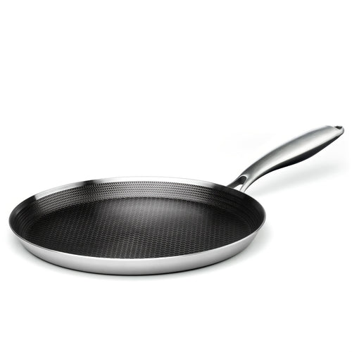 11-Inch Non-Stick Crepe Pan Made of Stainless Steel, Featuring a Honeycomb Coating for Pancakes, Perfect for Making Flat Tortillas, Compatible with Induction Cooktops, Free from PFOA, Ideal for Home Cooking, Outdoor Camping, And Barbecues