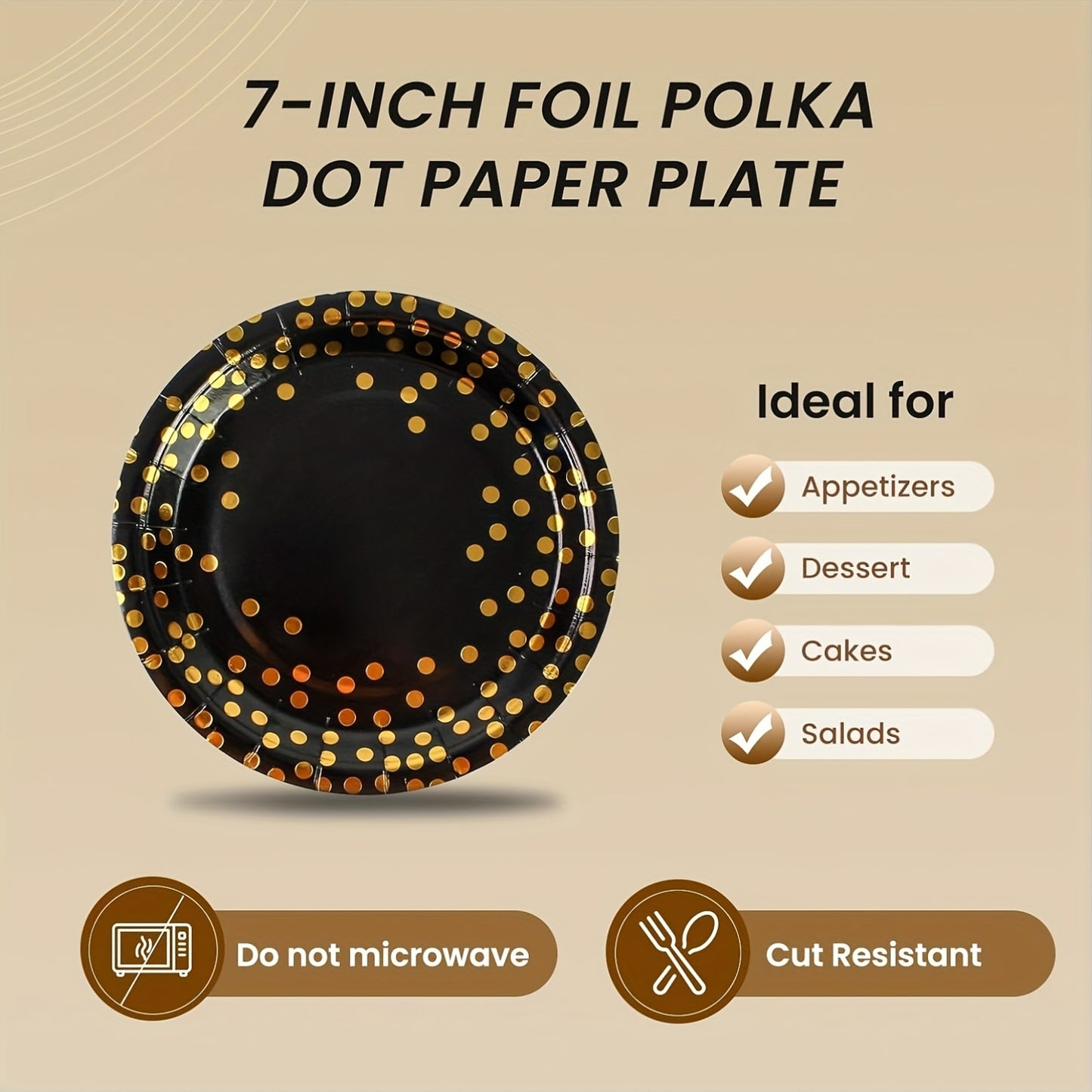 Disposable Party Supplies Set 150 Piece Black and Gold - Paper Plates, Napkins & Forks for 50 Guests, Elegant Tableware for Birthday, Wedding, Graduation & Holiday Celebrations