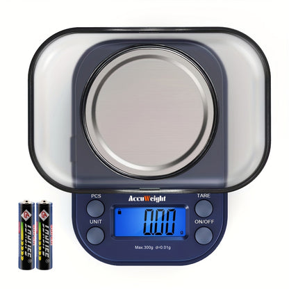 AccuWeight Digital Gram Scale for Weed with 300g/0.01g Limit Small Pocket Coffee Scale with High Accuracy, School Powder Jewelry Scale with Tare and Calibration for Kitchen Food Scale, father gift