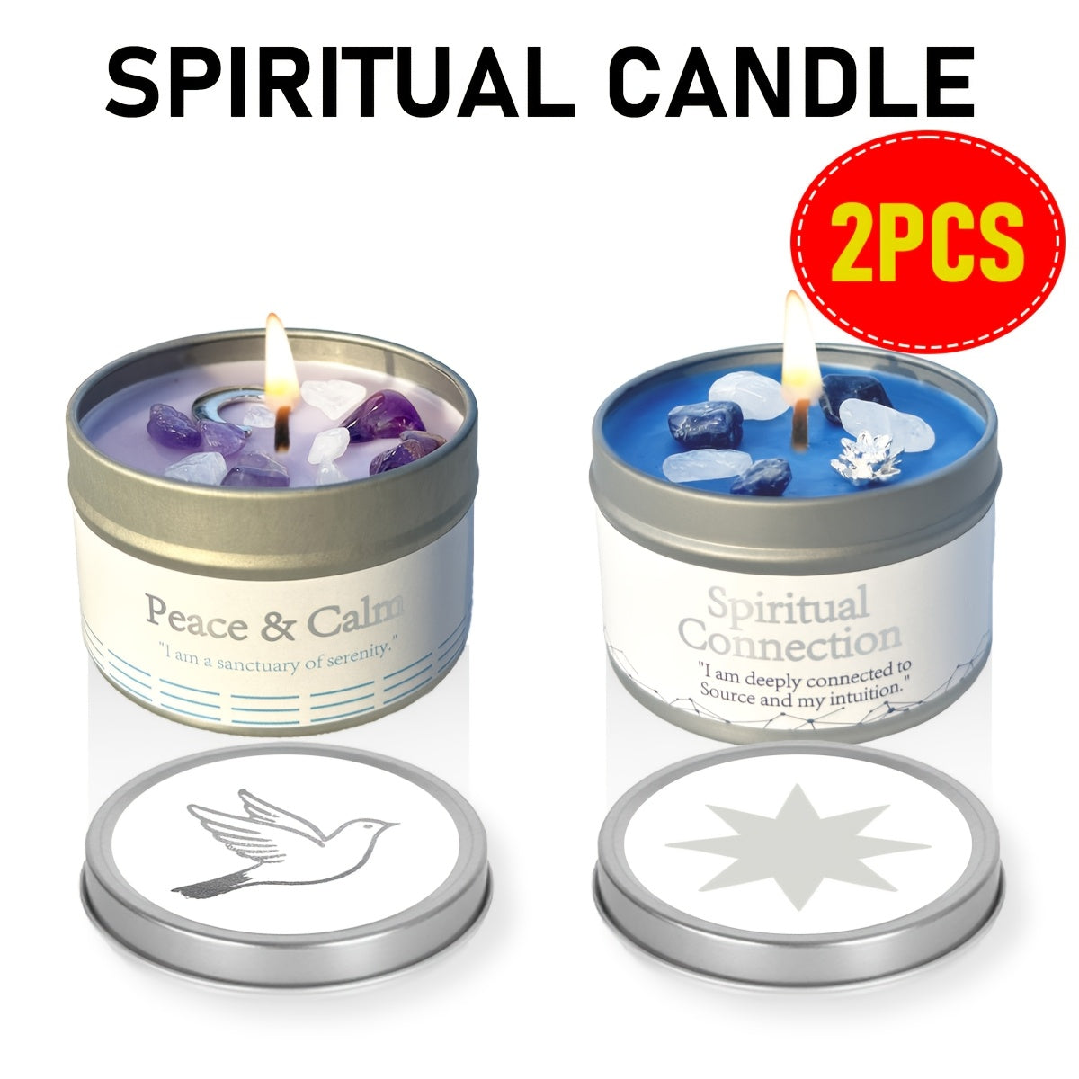 EVODUCK 2pcs/1pc Law Of Attraction Abundance Manifestation Candle | Each 3oz/total 6oz Scented Soy Wax Candle with Golden Crystal | for Focus, Meditation, Yoga & Reading | Christmas, New Year, Birthday Gift for Women, Friend | with Guidance Card