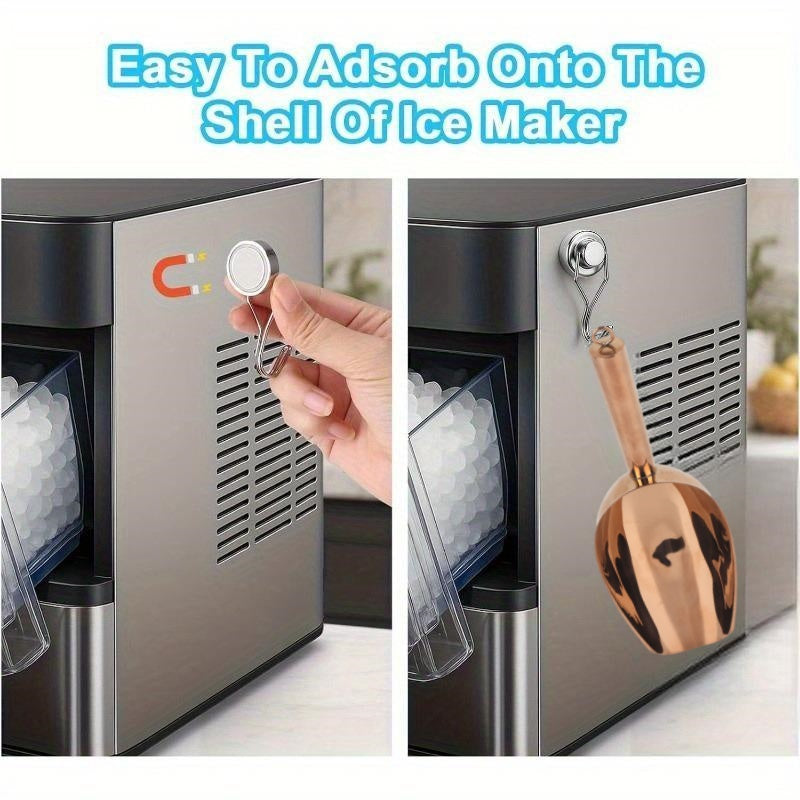 Compatible with GE Profile Opal Ice Maker Ice Spoon - Stainless Steel Rose Golden Ice Scoop with Magnetic Hook, 403 Stainless Steel for granular Ice Maker Unit, Refrigerator Accessory (for ice Cubes, Bars, Parties)