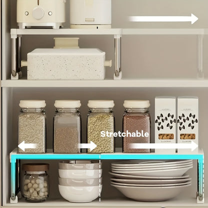 Expandable Multi-Tier Desktop Organizer - Durable PP & Stainless Steel Storage Box with Transparent Lid for Kitchen, Bathroom, Cosmetics - Space-Saving Countertop Organizer, Kitchen Storage Cabinet, Sleek Design, Easygrip Handles